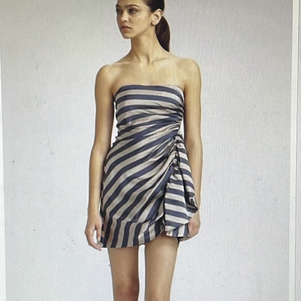 BCBGMAXAZRIA flirty strapless ruffle dress 4